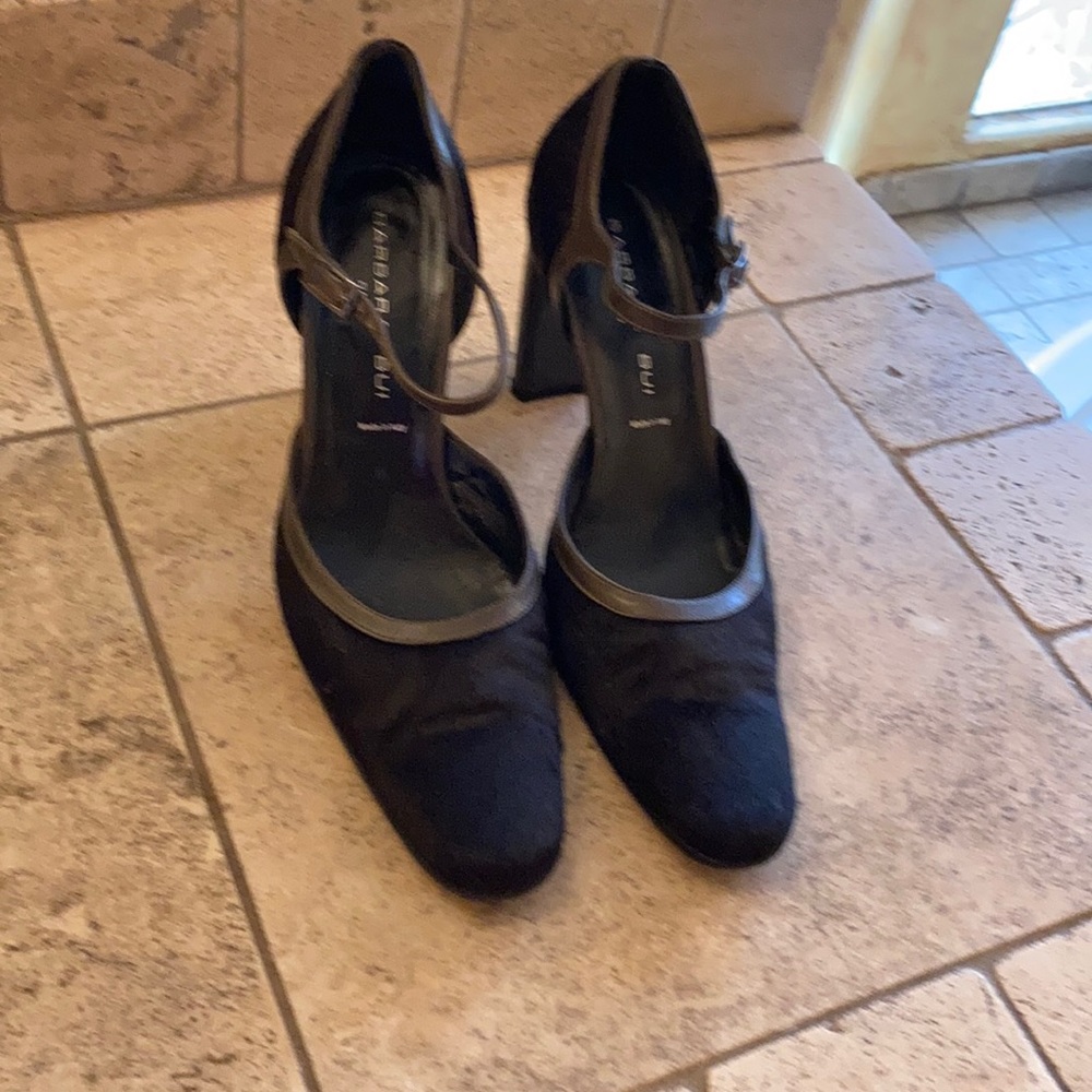 Barbara Bui Black Pony Hair, Patent Leather Heel